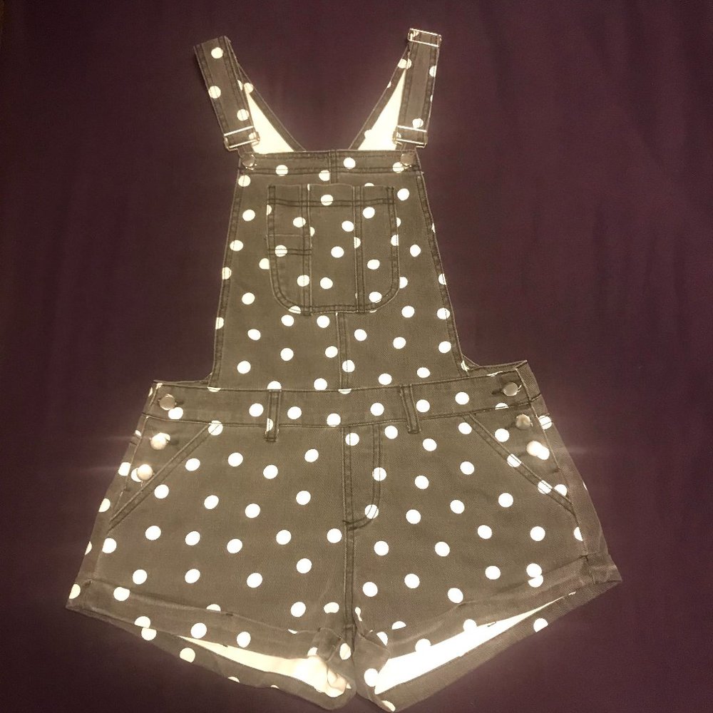 Forever 21 Women's Large Polka Dot Overalls Denim